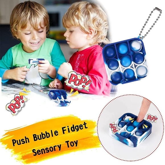 Mini Pop Push It Fidget Toy Keychain Pop Bubble Popping Fidget Sensory Toy - Picture 2 of 5